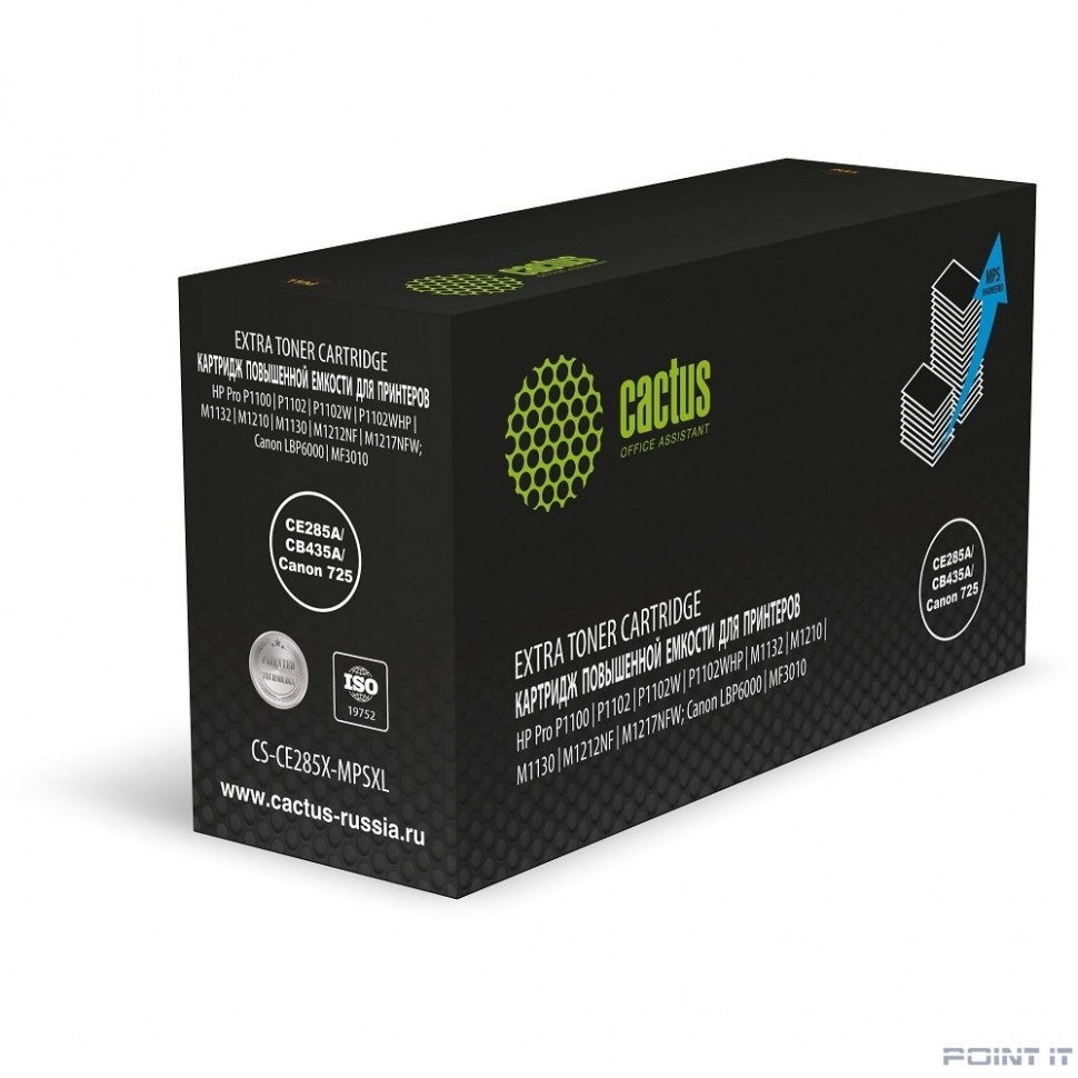 Картридж лазерный Cactus CS-CE285X-MPSXL CE285A/CB435A/Canon 725 черный (8000стр.) для HP Pro P1100/P1102/P1102W/P1102WHP/M1132/M1210/M1130/M1212NF/M1217NFW; Canon LBP6000/MF3010