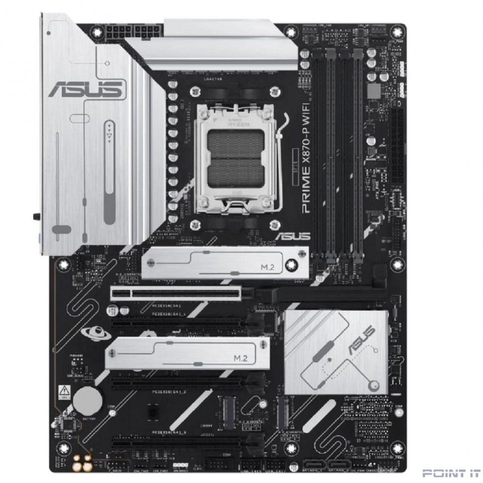 ASUS PRIME X870-P WIFI (Socket AM5, ATX, 4xDDR5(256GB), HDMI 2.1, 1xPCIe 5.0x16/3xPCIe 4.0x16, 1xLAN (2.5GbE), 2xSATA 6Gb/s, 4xM.2, RAIDXpert2 Technology, Wi-Fi 7, 2xType-C, Wi-Fi 7, 4xUSB 3.2, 2xUSB