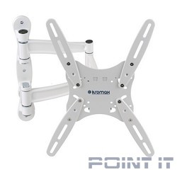 Kromax TECHNO-5 white, Кр. алюм. наст. для TV 15"-55", max 35 кг, 5 ст св., нак. 15°, пов. 180°, от ст. 87-497 мм, max VESA 400x400 мм.