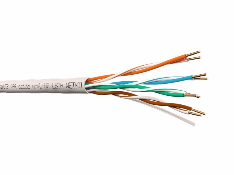 Кабель U/UTP4 cat.5e, 4 пары 24 AWG BC, 305м, нг(А)-HF LSZH - малодымный, не содержащий галогенов; белый; одножильный, FLUKE TEST, NETKO Expert СКС