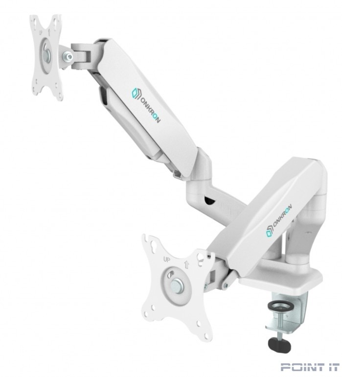 ONKRON G160 белый {Для двух экранов с диагональю 13"-27" Допустимая нагрузка: 2 x (2-6,5 кг) VESA: 75x75, 100x100 мм}
