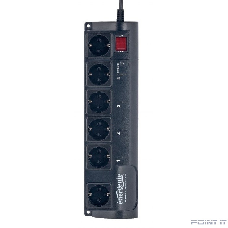 Energenie Сетевой фильтр EG-PMS2-LAN программируемый, черный (10А, LAN, 6 розеток)