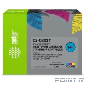 Картридж струйный Cactus CS-CB337 №141 многоцветный (9мл) для HP DJ D4263/D4363/D5360/DJ J5783/J6413