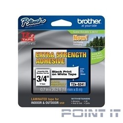 Brother TZE-S241 Картридж с лентой (P-Touch, 18мм, Черный на белом)