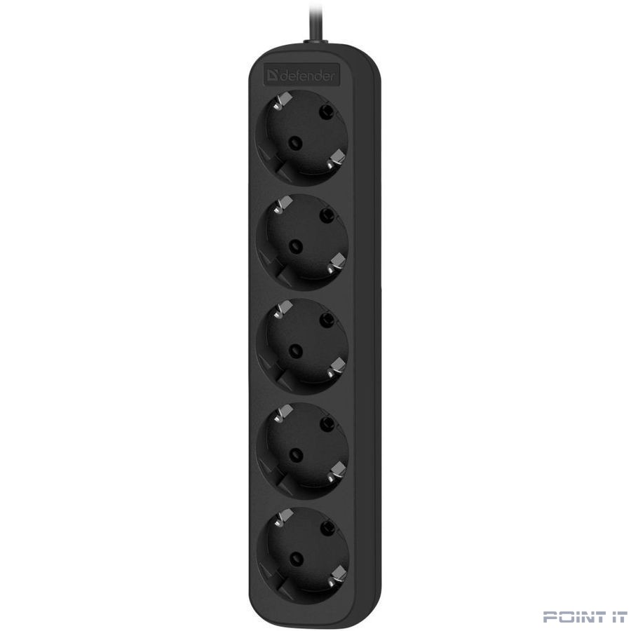 Defender Удлинитель M550 5.0 м, 5 розеток, черный [99331], с заземлением