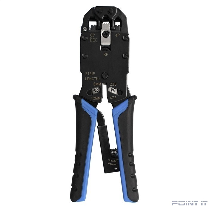 Exegate EX293155RUS Инструмент ExeGate EX-T2008R для обжима RJ-45, RJ-11/12 с храповым механизмом (прямой ход обжимки)