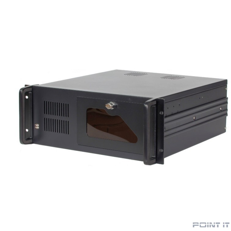 Procase EB445-B-0 Корпус 4U Rack server case, черный, дверца, без блока питания, глубина 450мм, MB 12"x9.6"