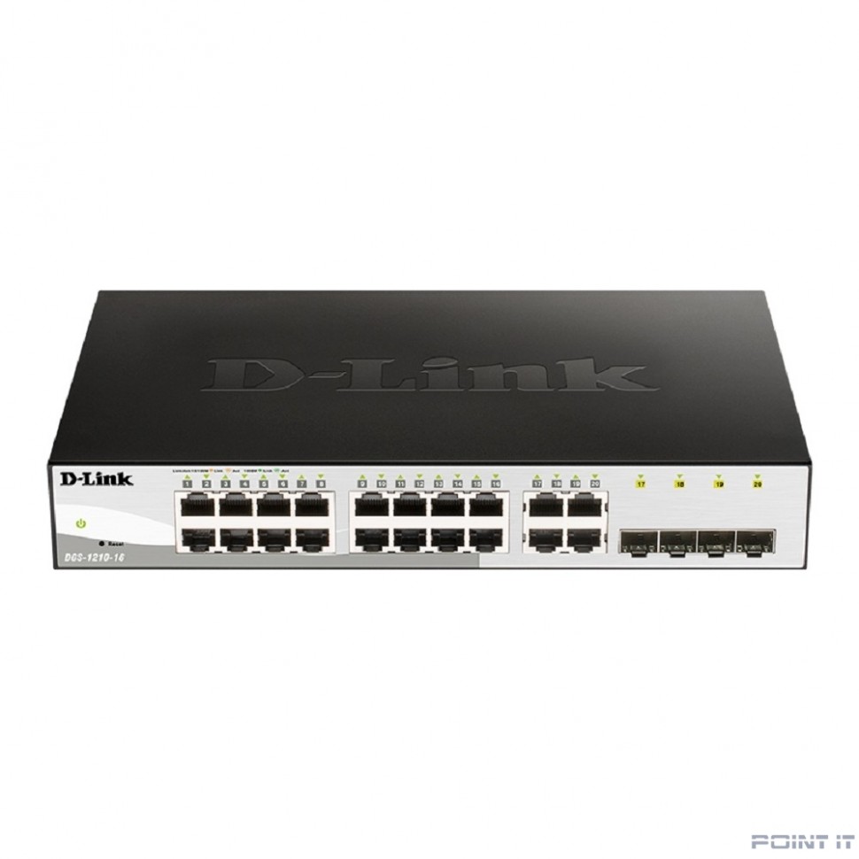 D-Link DGS-1210-16/G2A Настраиваемый L2 коммутатор с 16 портами 10/100/1000Base-T и 4 комбо-портами 100/1000Base-T/SFP