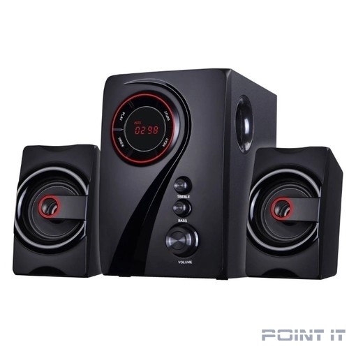 Ginzzu GM-406 2.1 с Bluetooth, выходная мощность 20Вт + 2х10Вт, аудиоплеер USB-flash, SD-card, FM-радио, пульт ДУ - 21 кнопка, стерео вход (2RCA), эквалайзер (обыч