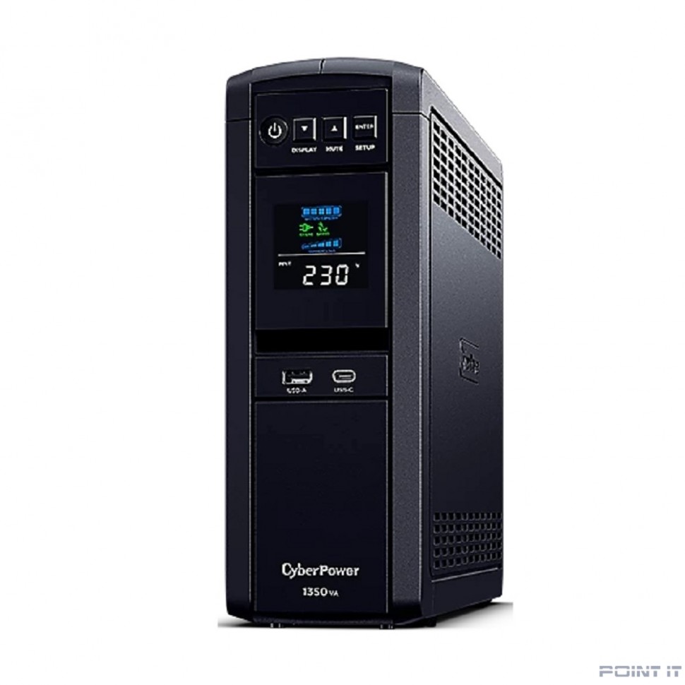 CyberPower CP1350EPFCLCD ИБП {Line-Interactive, Tower, 1350VA/810W USB/RS-232/RJ11/45/USB/SNMPslot charger A/С (6 EURO), с чистым синусом при работе от АКБ}