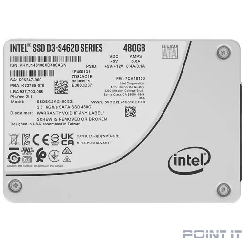 Intel SSD 480Gb S4620 серия SSDSC2KG480GZ01 {SATA3.0, 3D2, TLC, 2.5"}