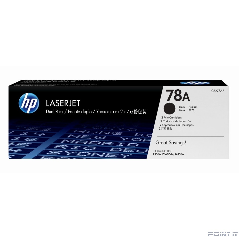 HP CE278AF/CE278AD Картридж ,Black{LJ 1566/1606dn/1536dnf, Black, (2 x 2100стр.), 2-pack}