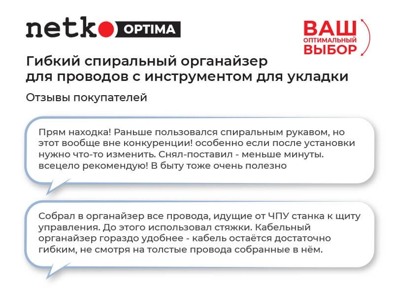 Органайзер для проводов с инструментом для укладки, ID-30mm, 2м, пластик, черный NETKO Optima