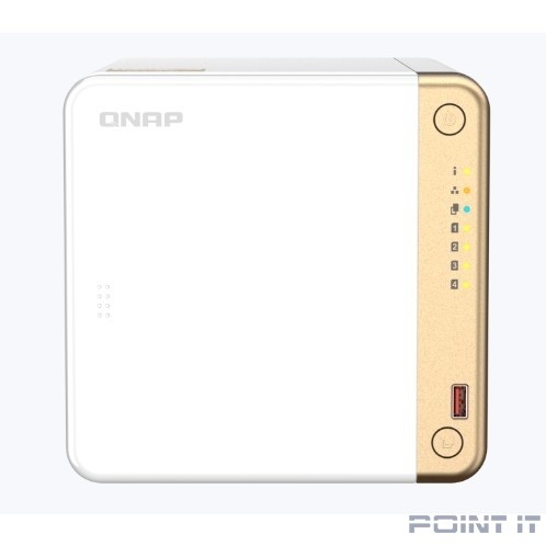 Сетевое хранилище без дисков/ channel QNAP TS-462-4G NAS 4 HDD trays, 2 x M.2 NVMe PCIe Gen 3 x1, 2-core Intel Celeron N4505 2.9 GHz, 4 GB RAM (1 x 2GB + RAM-2GDR4T0-SO-2400) up to 16 GB (2 x 8GB), 1x